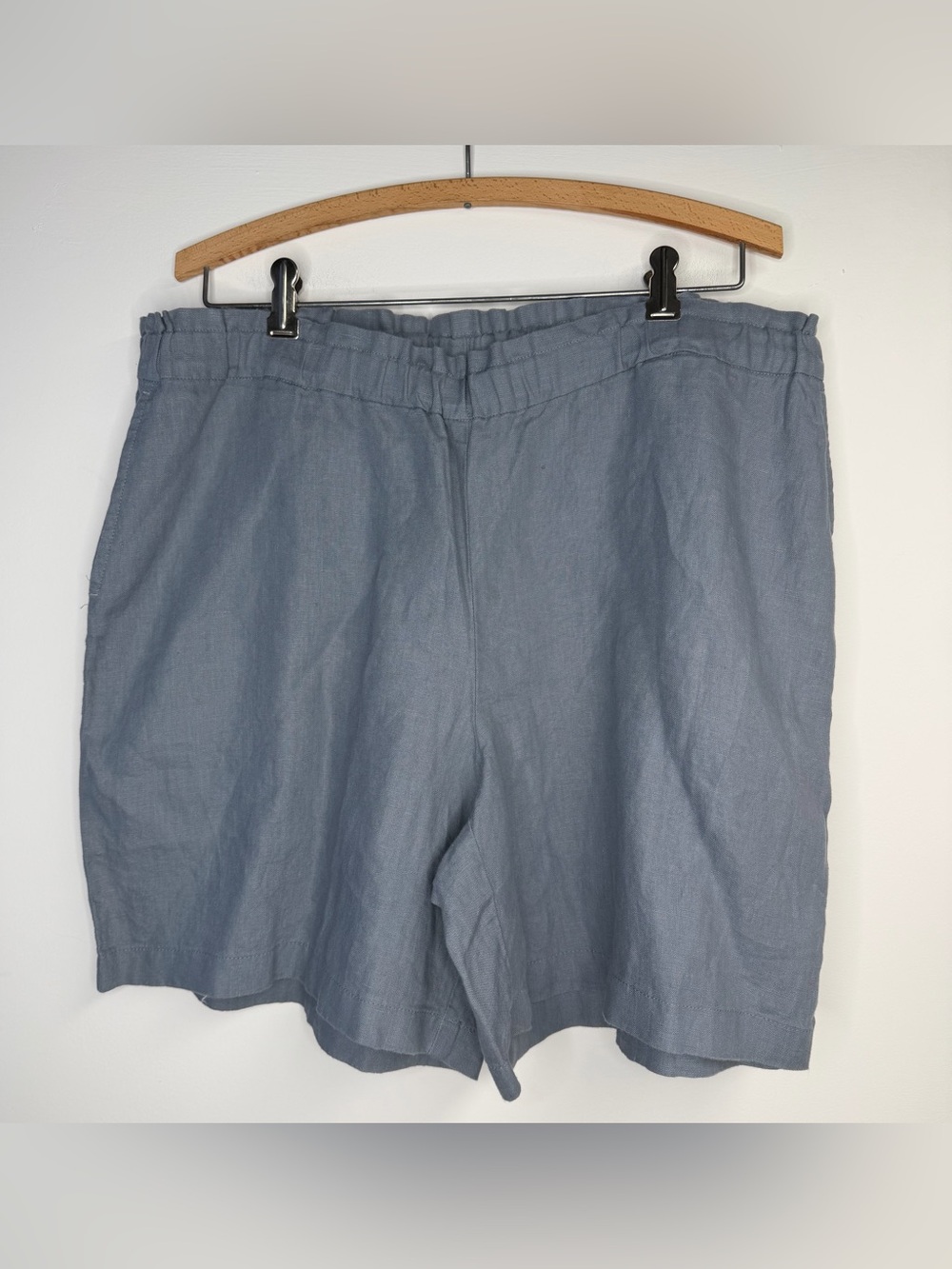 J Jill PureJill Blue Elastic Waist Linen Shorts Size Large